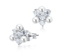 Gorgeous CZ Silver Stud Earring With Pearl STS-3240